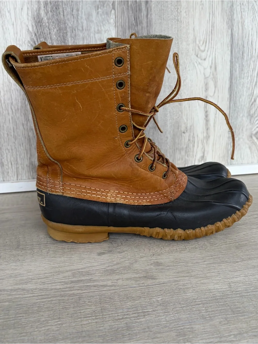 Vintage LL Bean Boot Maine Hunting Shoe Duck Bean  Brown Made In USA Mens